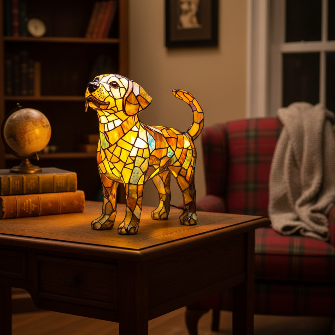 Lampada Decorativa Premium – Aurora, O Labrador da Luz Eterna e Gentil