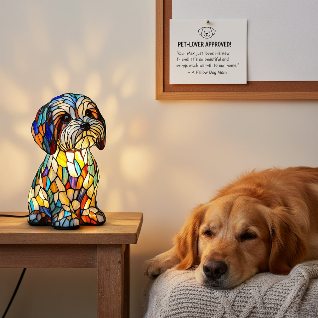 Lampada Decorativa Premium – Luminous Canine Companions in Stained Glass Light