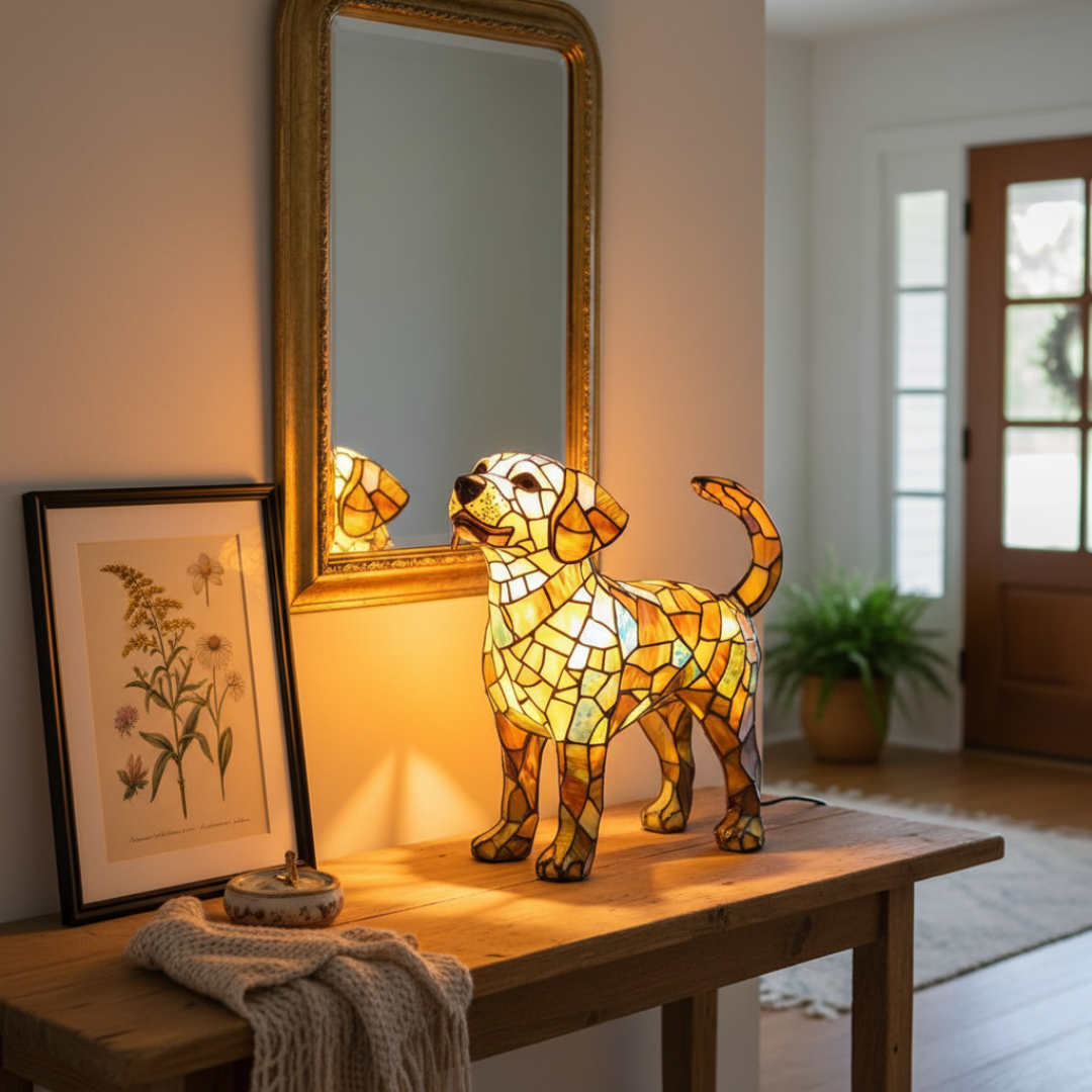 Lampada Decorativa Premium – Aurora, O Labrador da Luz Eterna e Gentil