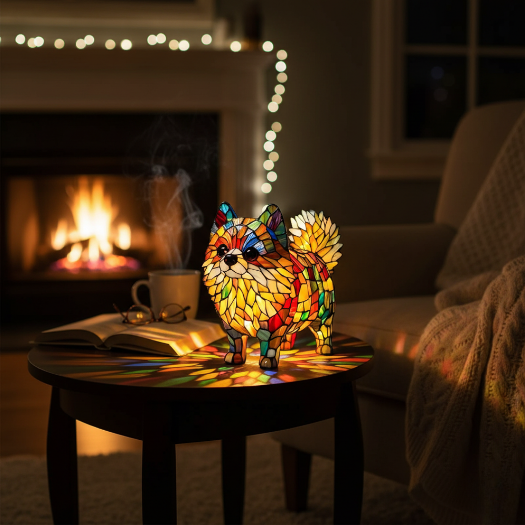 Lampada Decorativa Premium – Pomeranian do Brilho Eterno e Luz do Lar