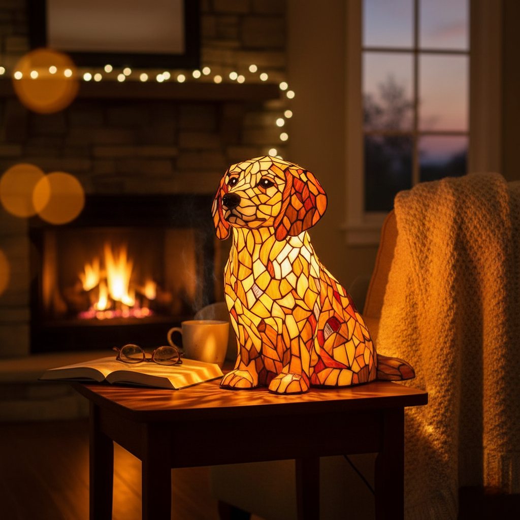 Lampada Decorativa Premium – Lily, uma escultura espiritual de golden retriever