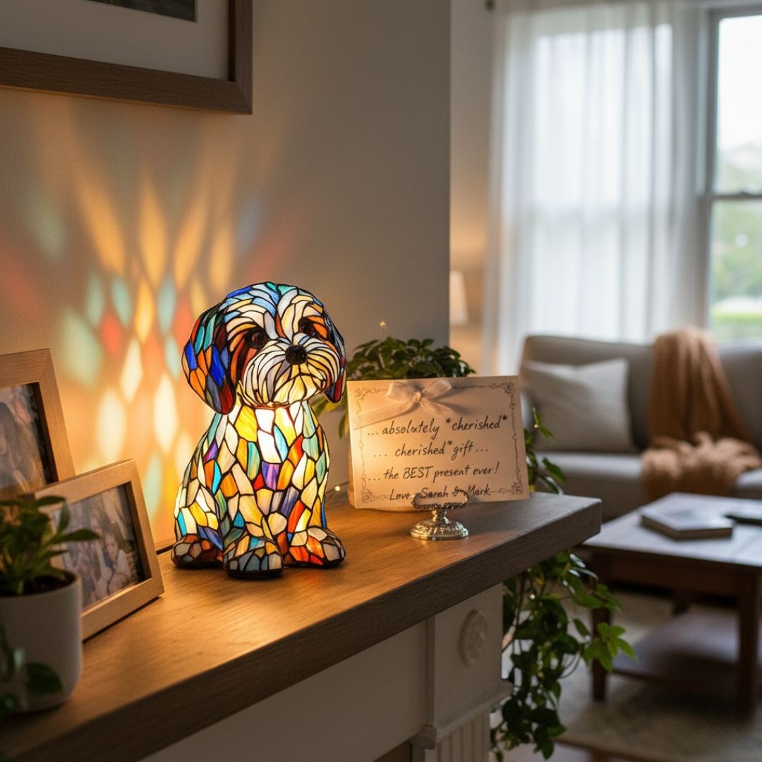 Lampada Decorativa Premium – Luminous Canine Companions in Stained Glass Light